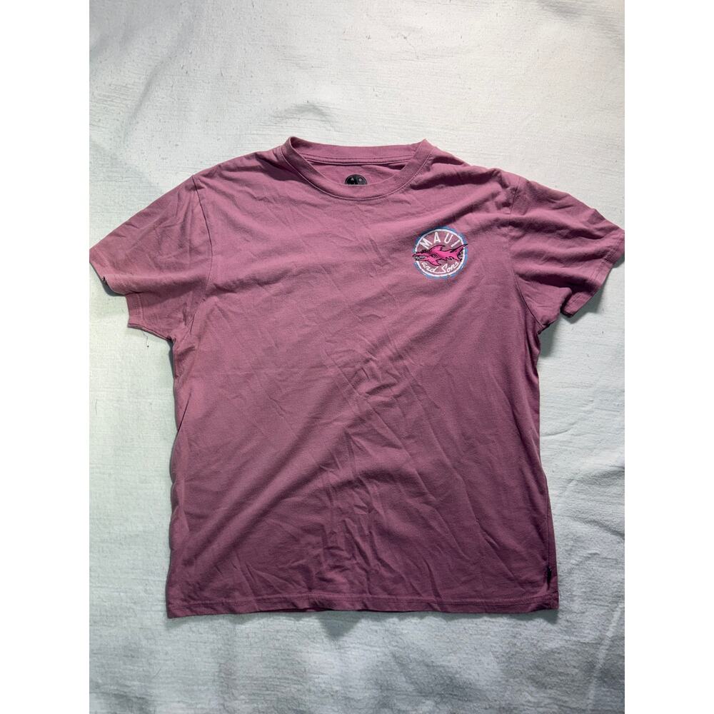 Maui and Sons Pink Shark Graphic T-Shirt (Size Large)